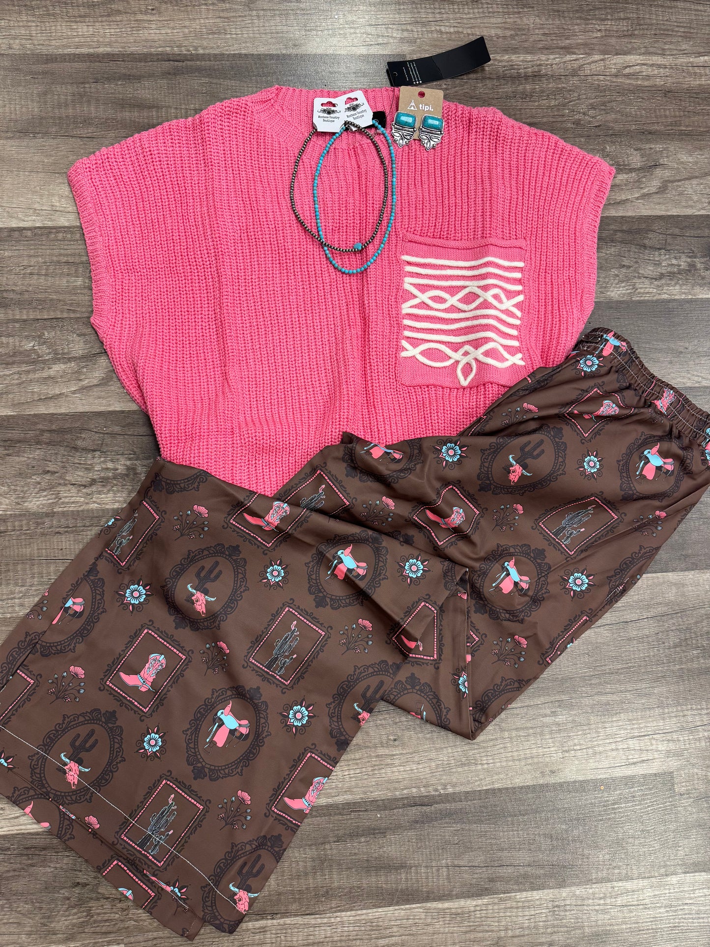 Brown and pink Saddle pant