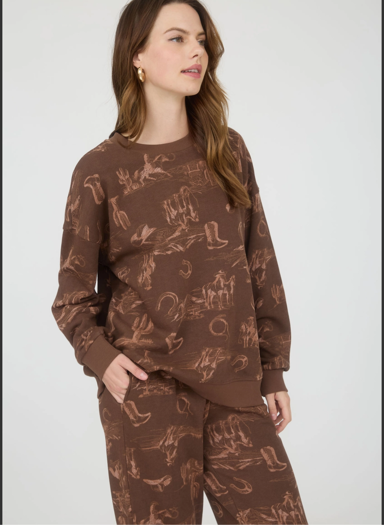 Western print joggers
