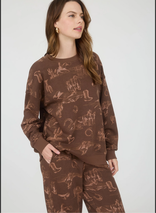 Western print joggers