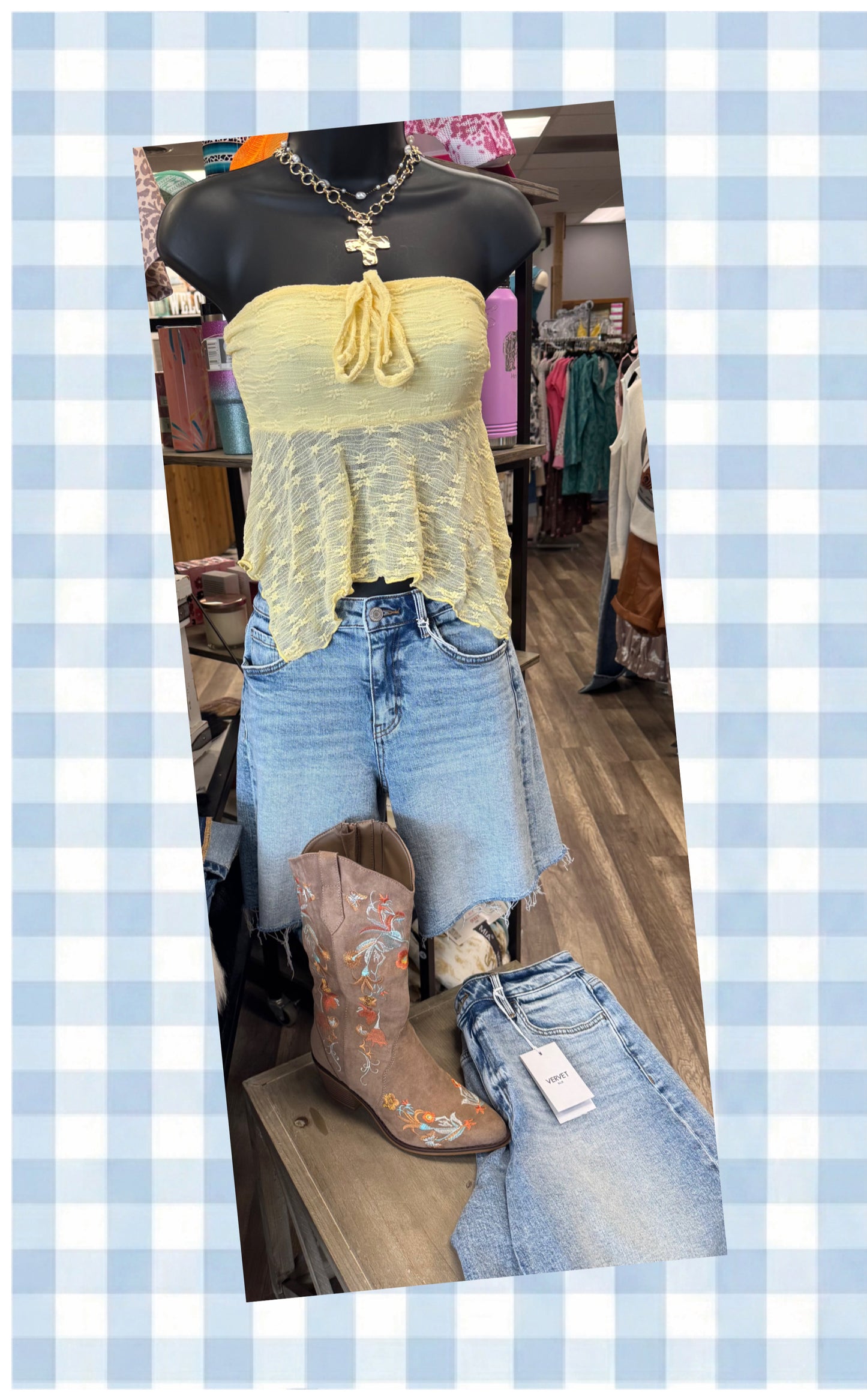 Butter cream STRAPLESS LACE TOP