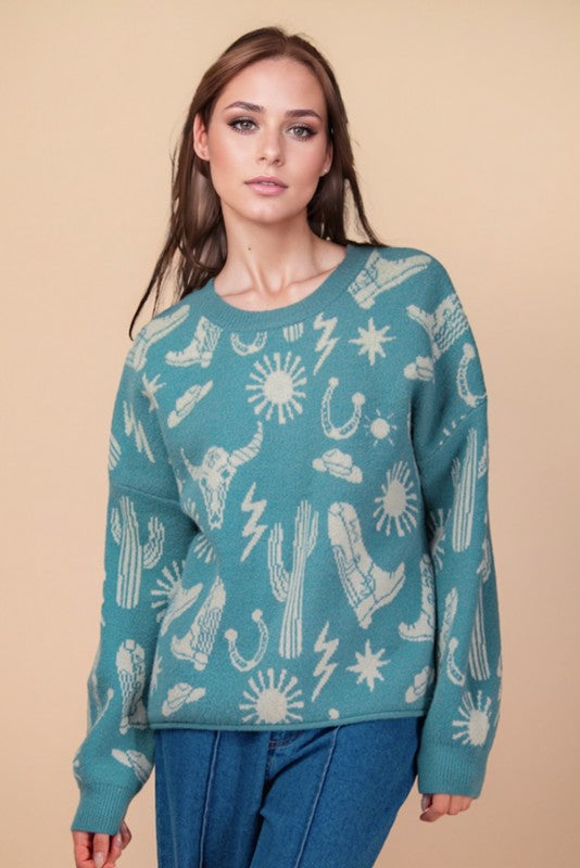 Western sketch sweater