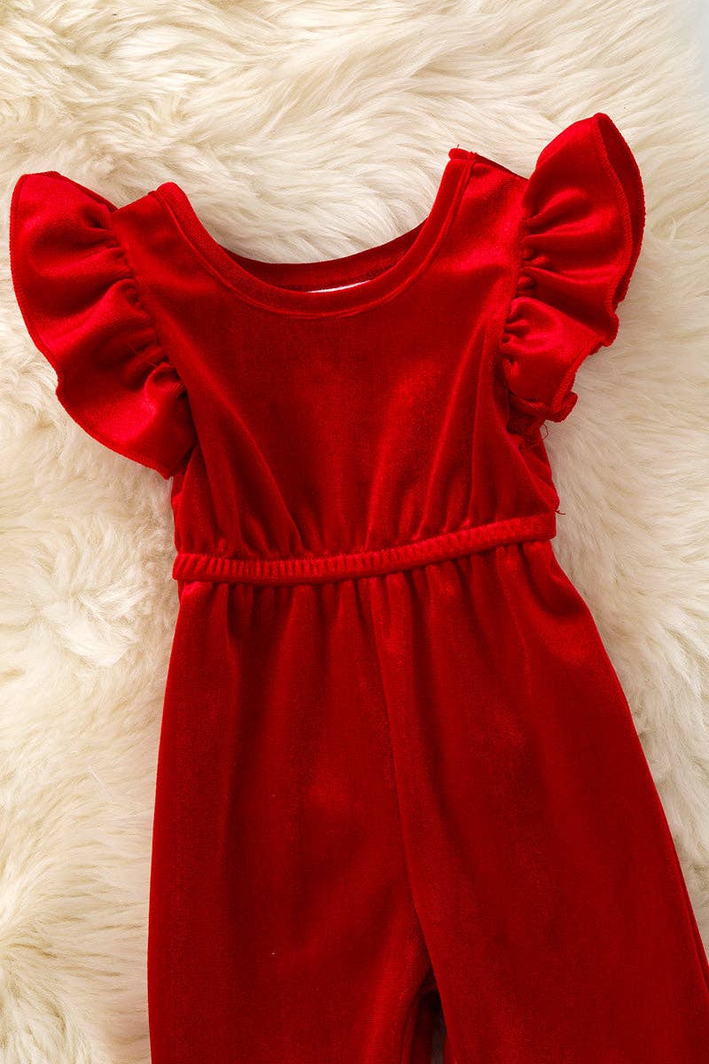 Red Velvety baby romper