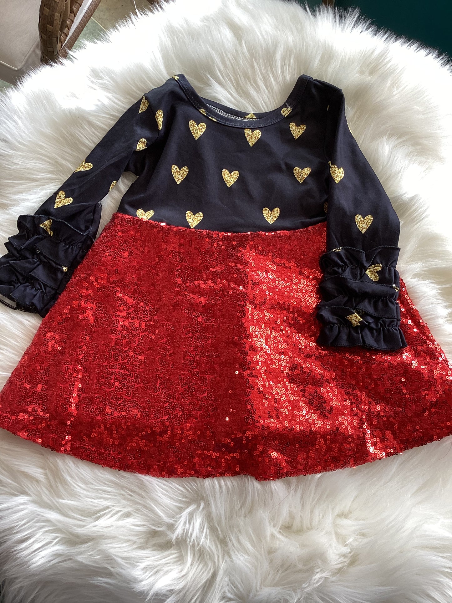 Gold Hearts and Sequins Dress
