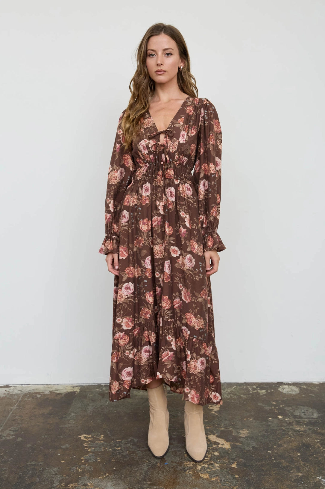 Floral v neck dress