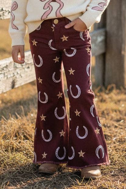 HORSESHOE & STAR PRINTED BOOTCUT DENIM