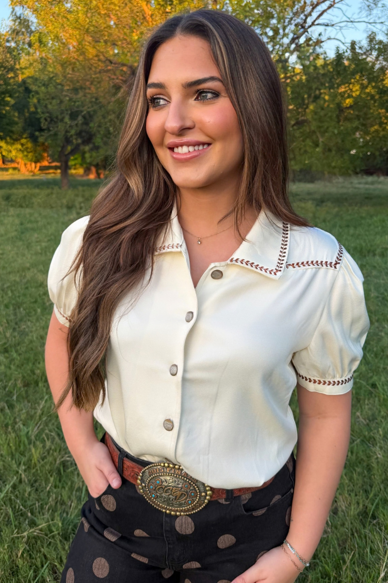 Buckstitch Charm Button Up Top