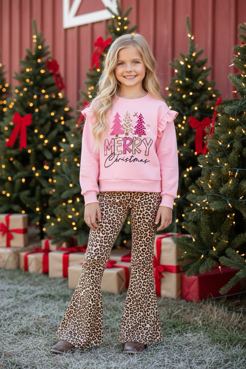 Merry Christmas Pink ruffle set