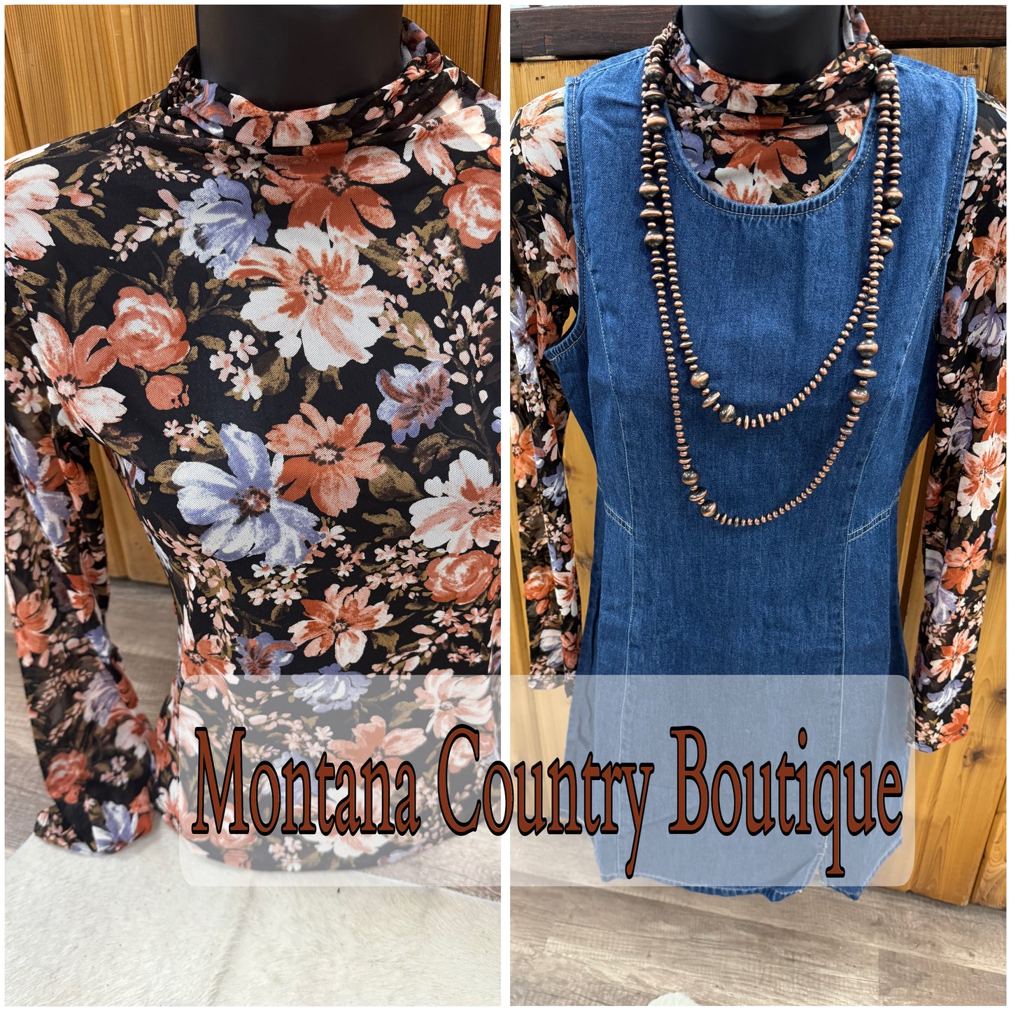 Floral long sleeve sheer