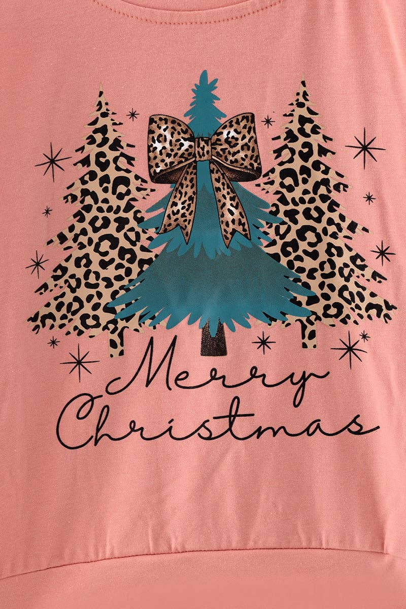Blush girls long sleeve top with tan bottoms.