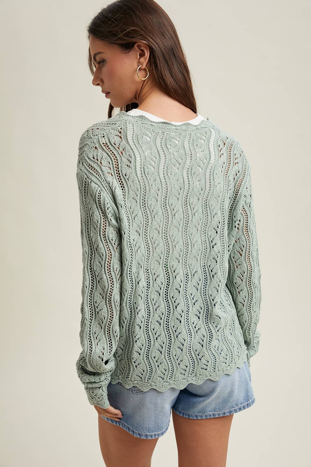 CROCHET FRONT TIE SWEATER