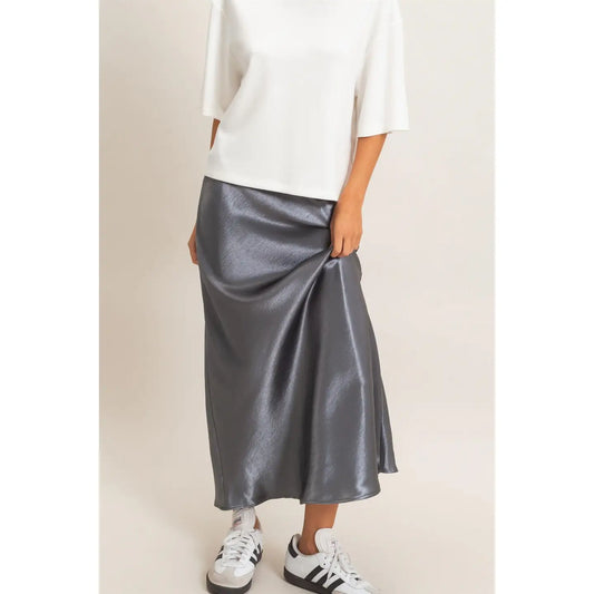 Slate satin skirt