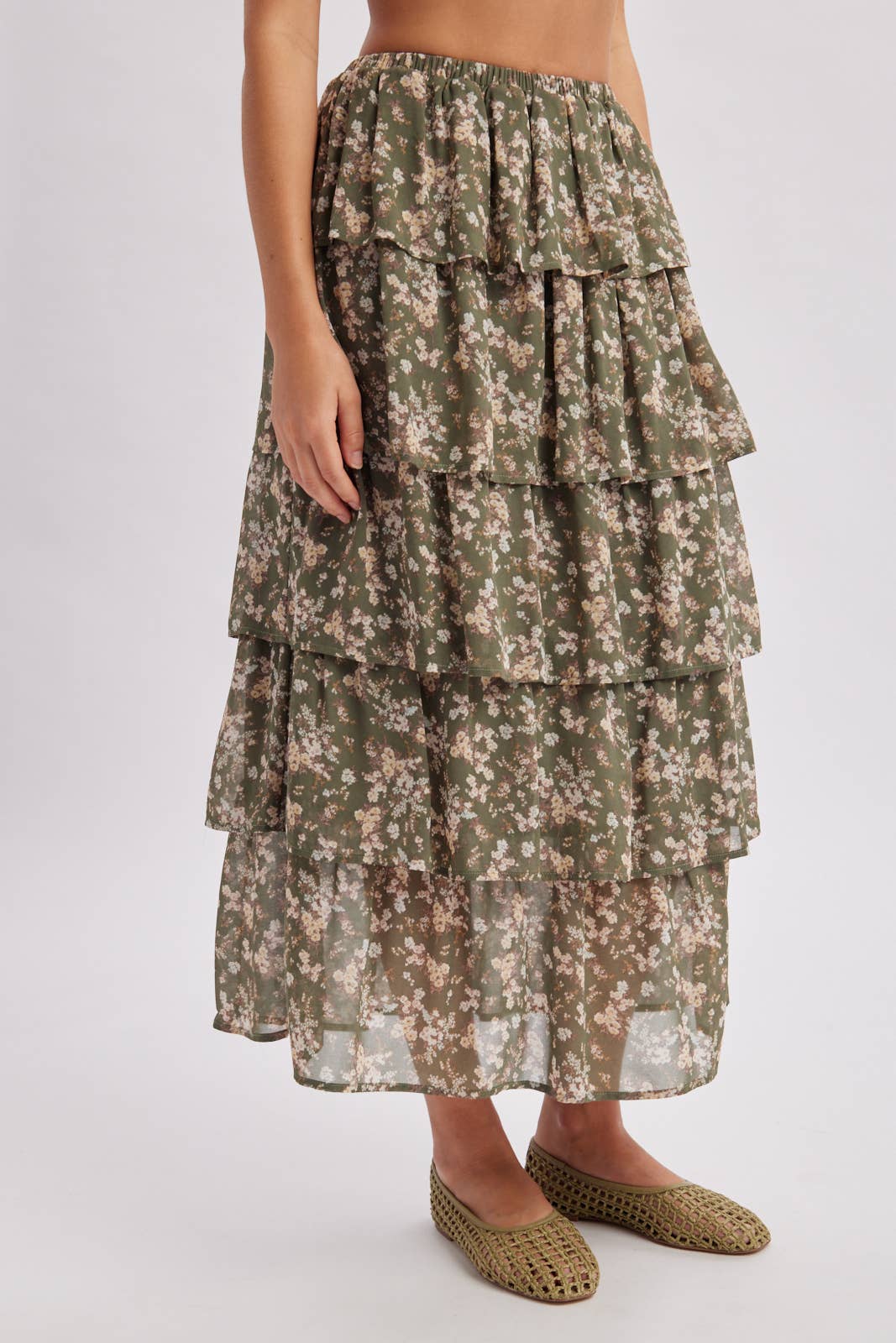 DITSY FLORAL TIERED MAXI SKIRT