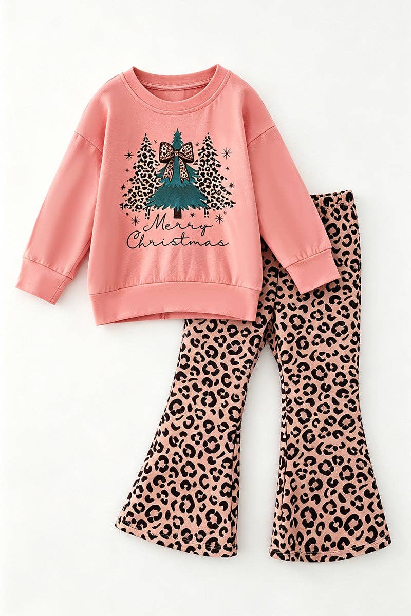 Blush girls long sleeve top with tan bottoms.