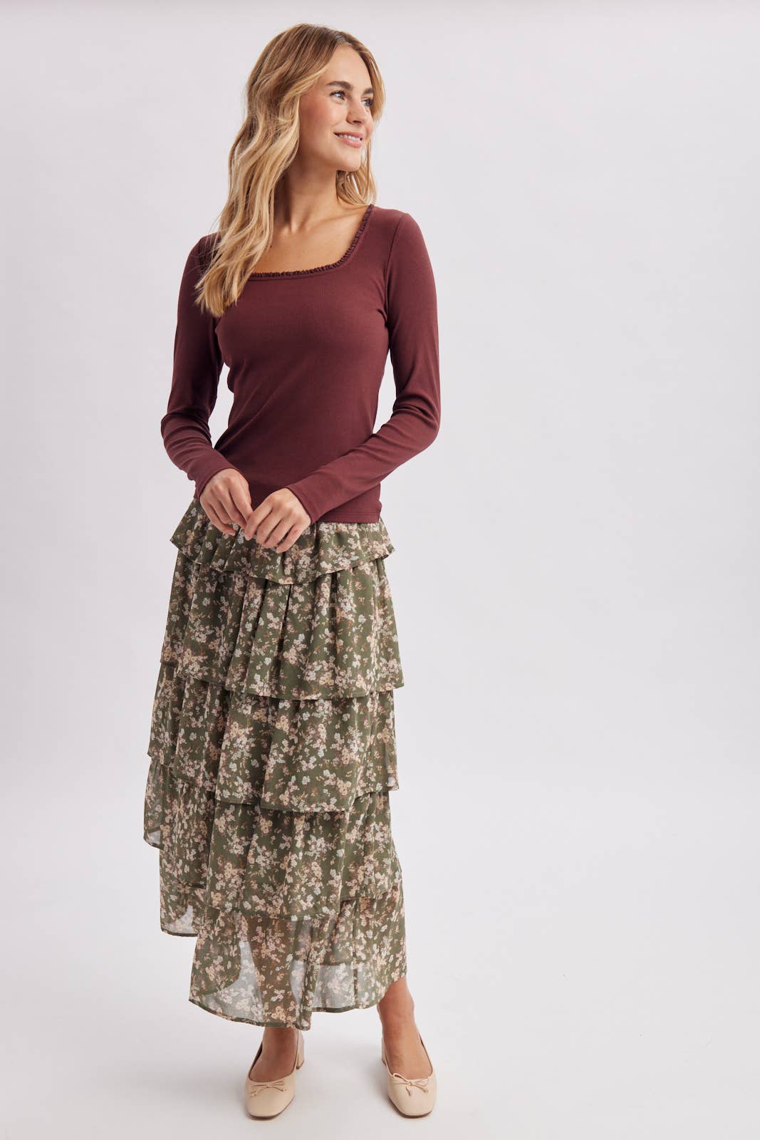 DITSY FLORAL TIERED MAXI SKIRT