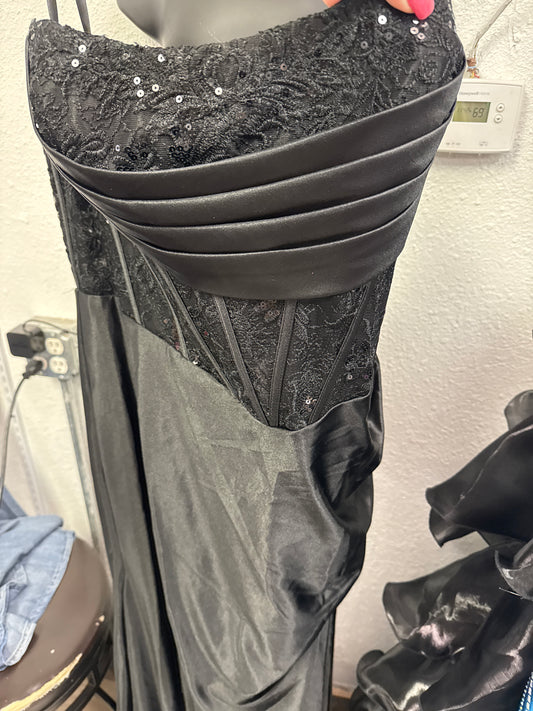 Stretch satin -black w-1222