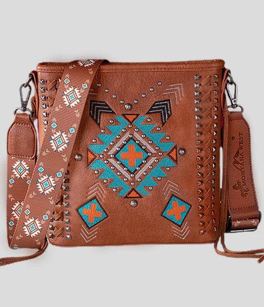 Embroidered Aztec Crossbody