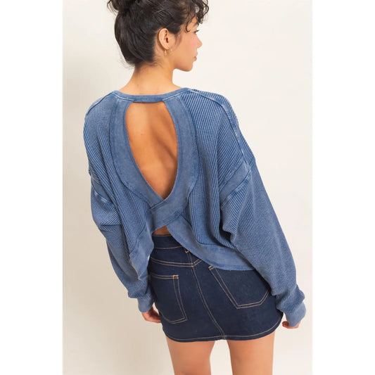 Navy open back