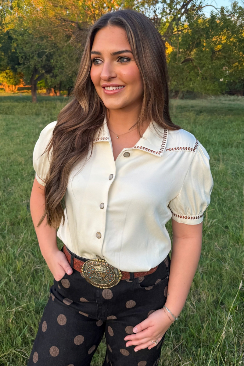 Buckstitch Charm Button Up Top