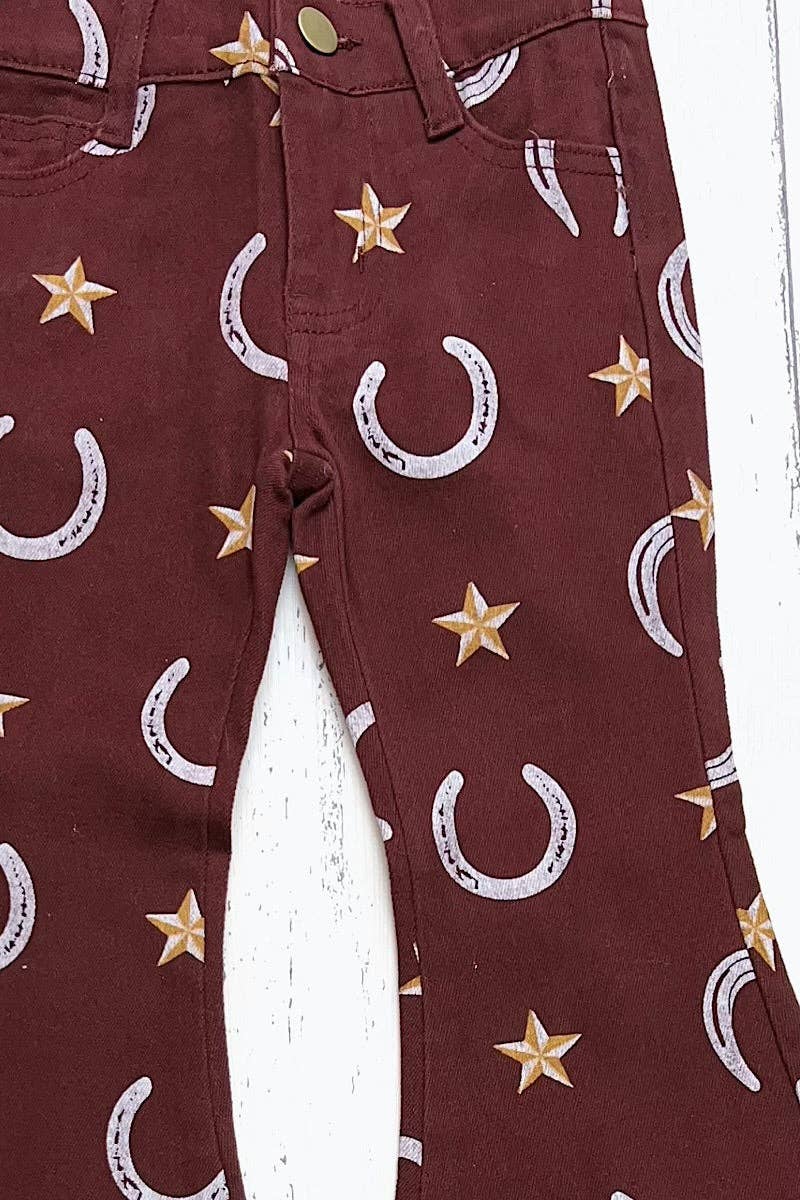 HORSESHOE & STAR PRINTED BOOTCUT DENIM