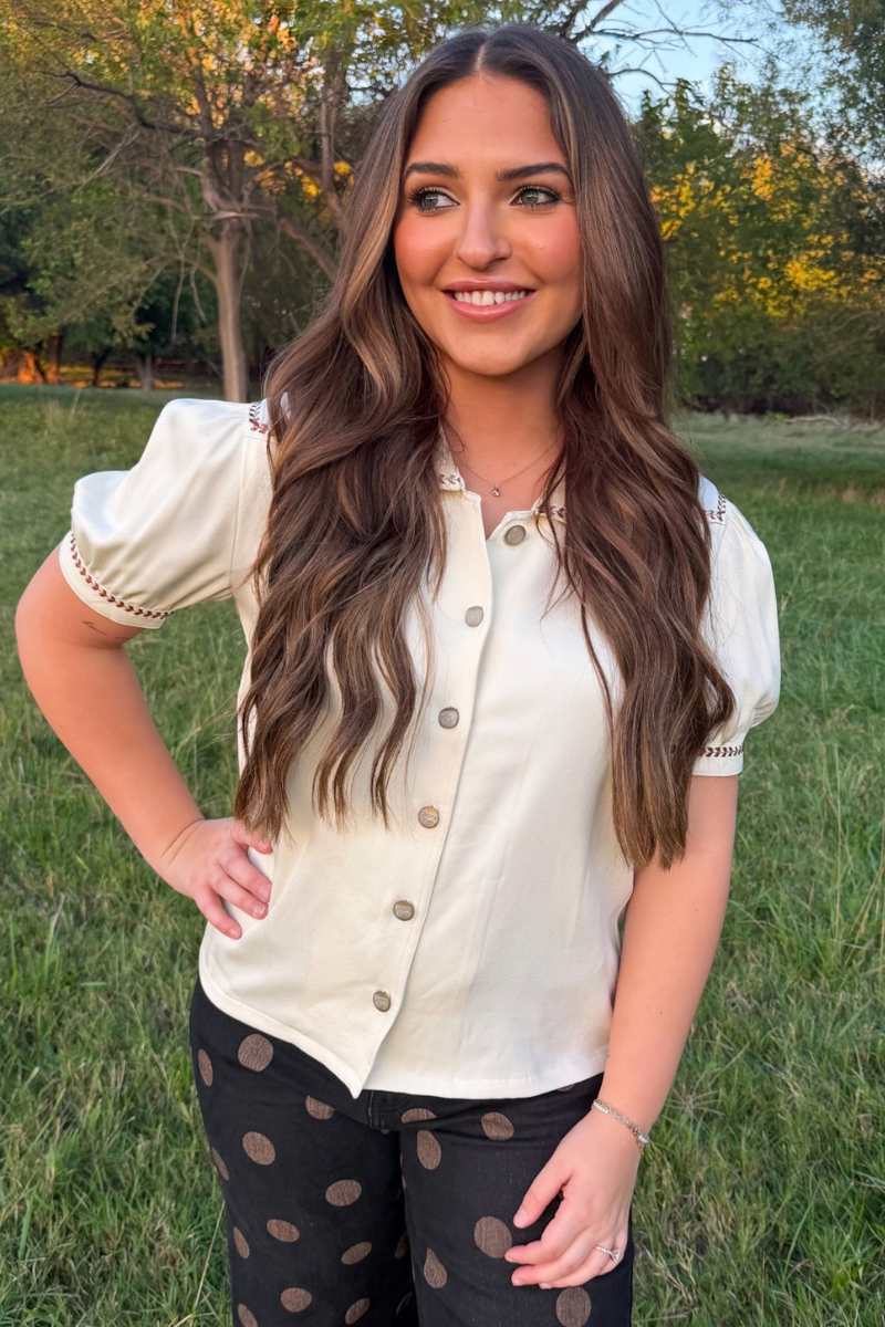 Buckstitch Charm Button Up Top