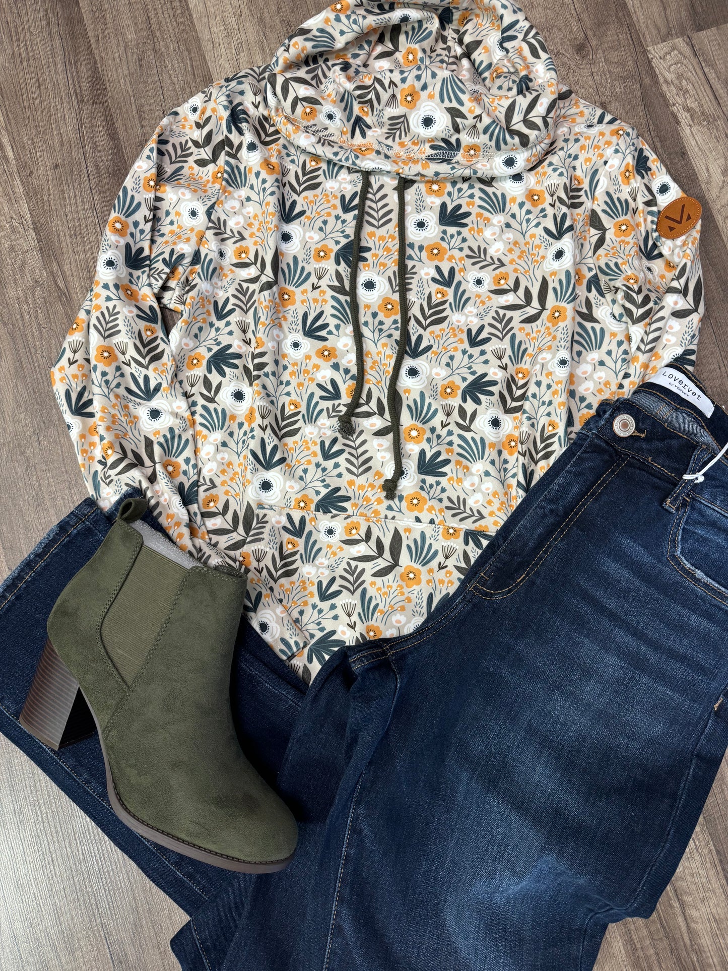 Boho Olive Floral Sweatshirt