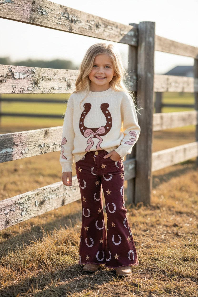 HORSESHOE & STAR PRINTED BOOTCUT DENIM