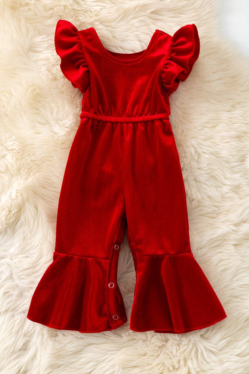 Red Velvety baby romper