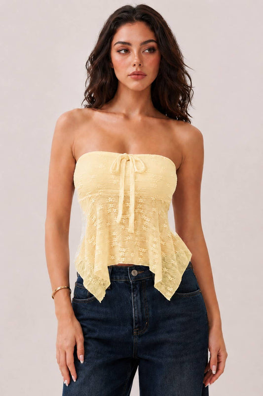 Butter cream  STRAPLESS LACE TOP