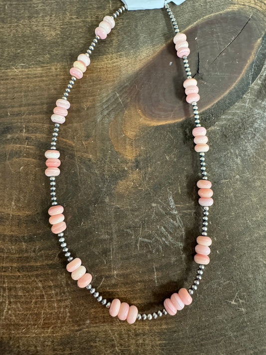 Pink Conch and Navajo Pearl necklace