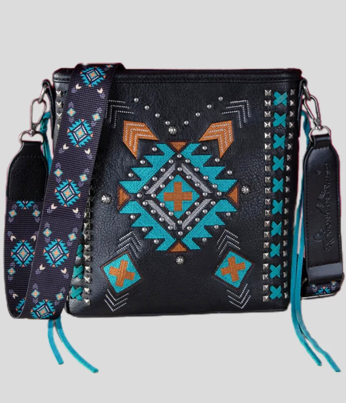 Embroidered Aztec Crossbody