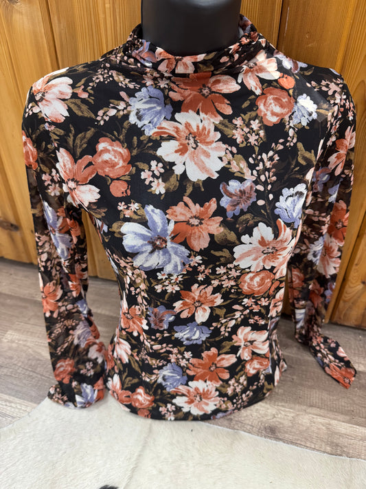 Floral long sleeve sheer