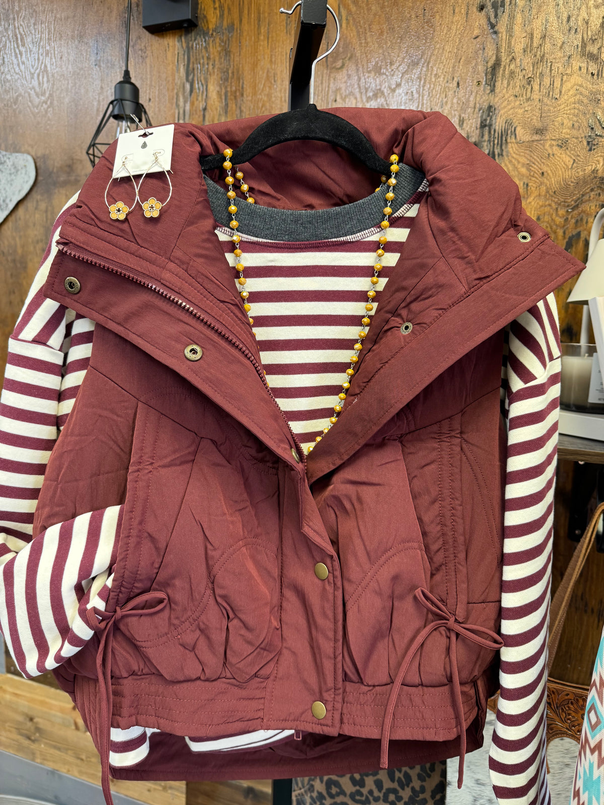 Burgundy quilted vest
