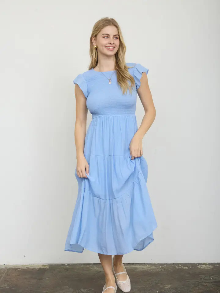 Chambray smocked dress