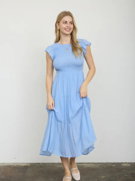 Chambray smocked dress
