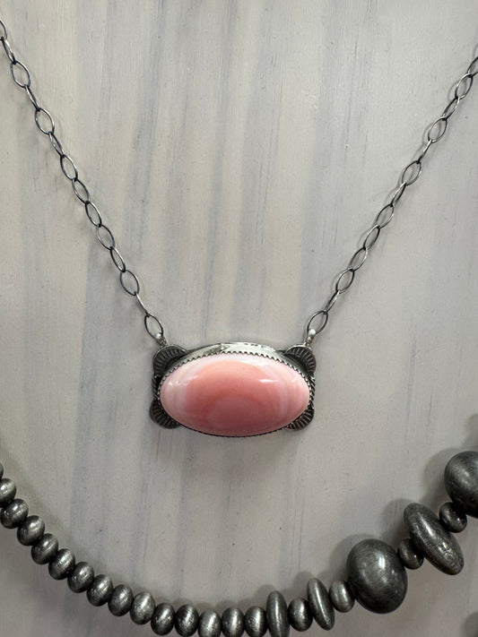 Pink conch necklace