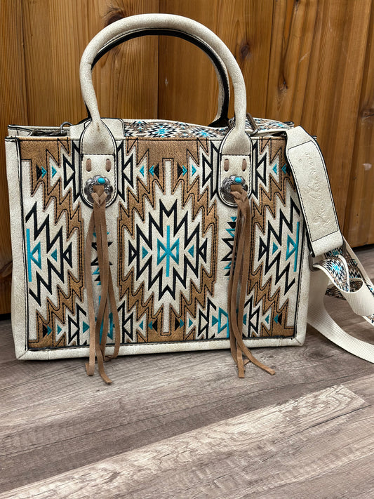 Embroidered Aztec Tote Bag