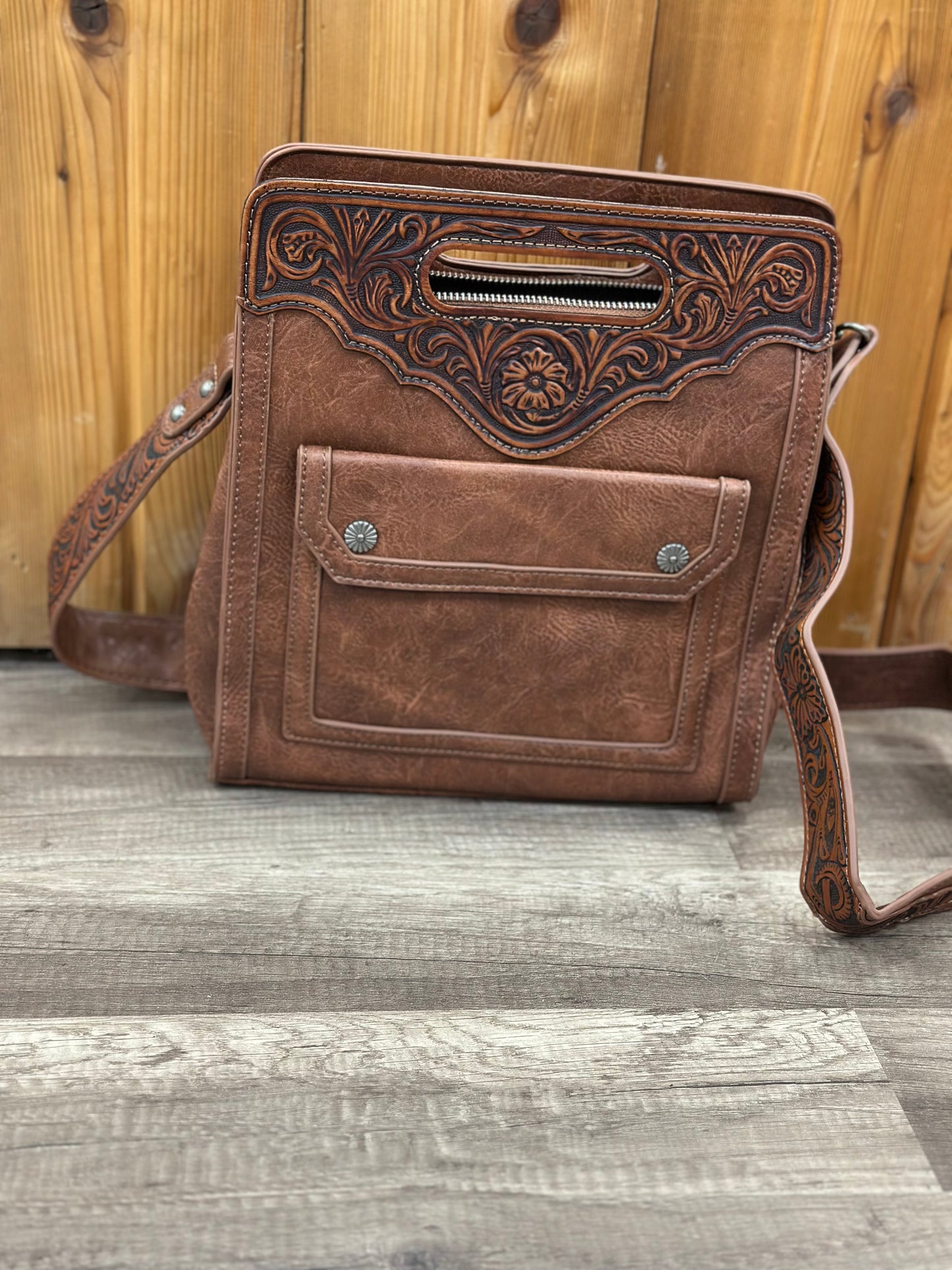 Floral Tooled Crossbody