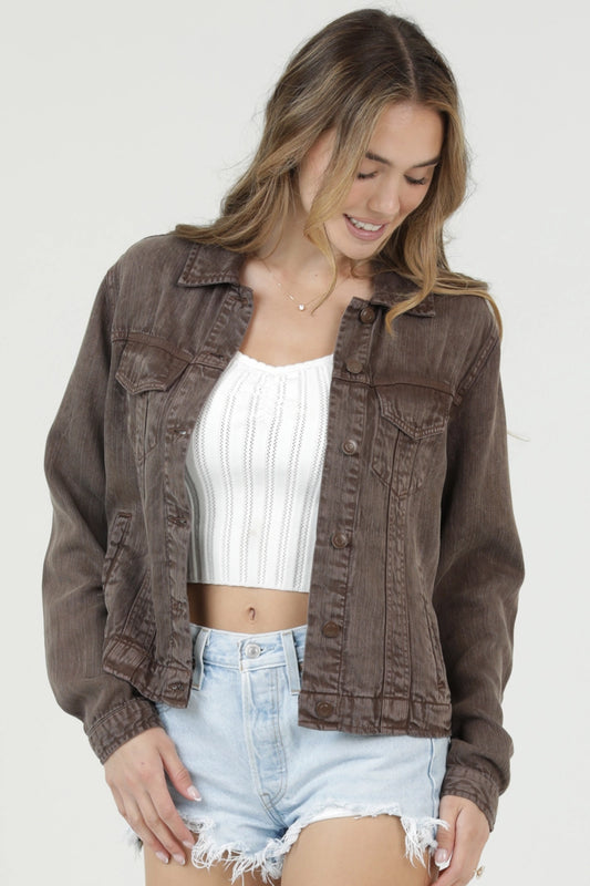 Acid wash denim jacket