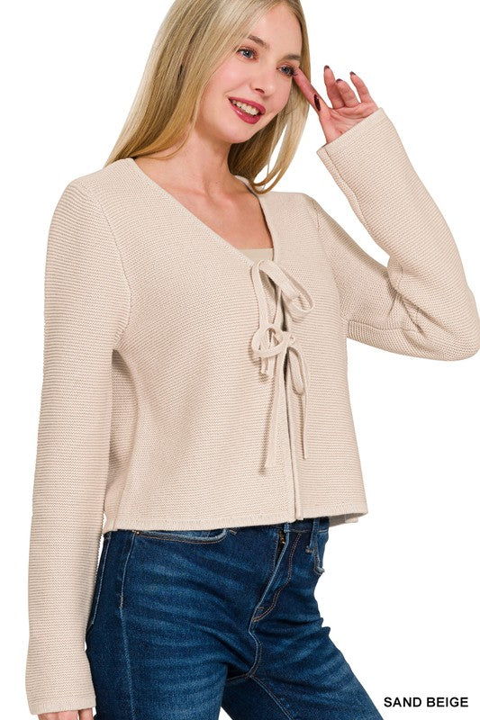 Sandy tie cardi