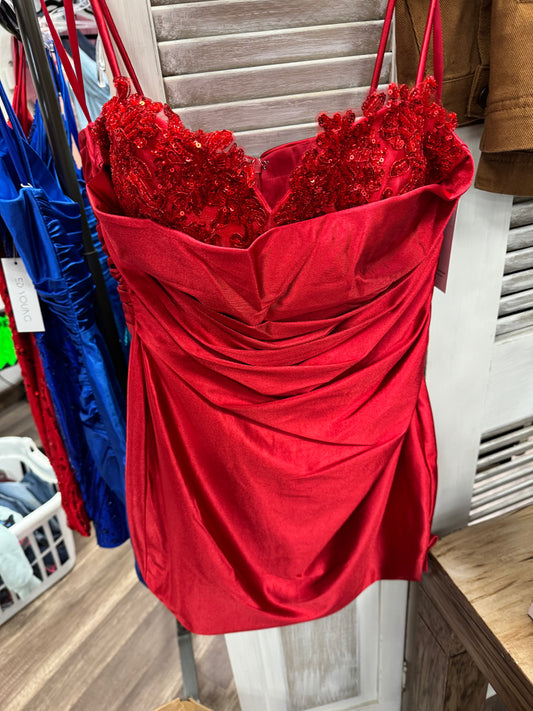 Red satin hoco dress