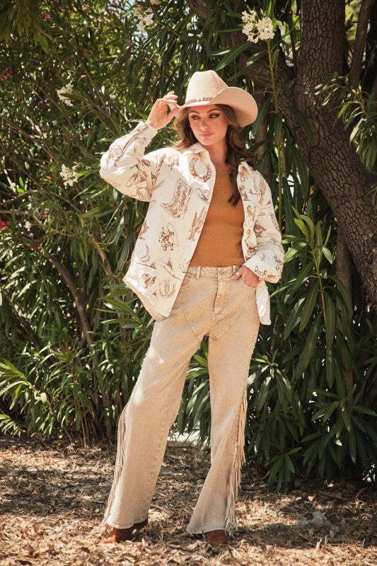 Western printed Shacket