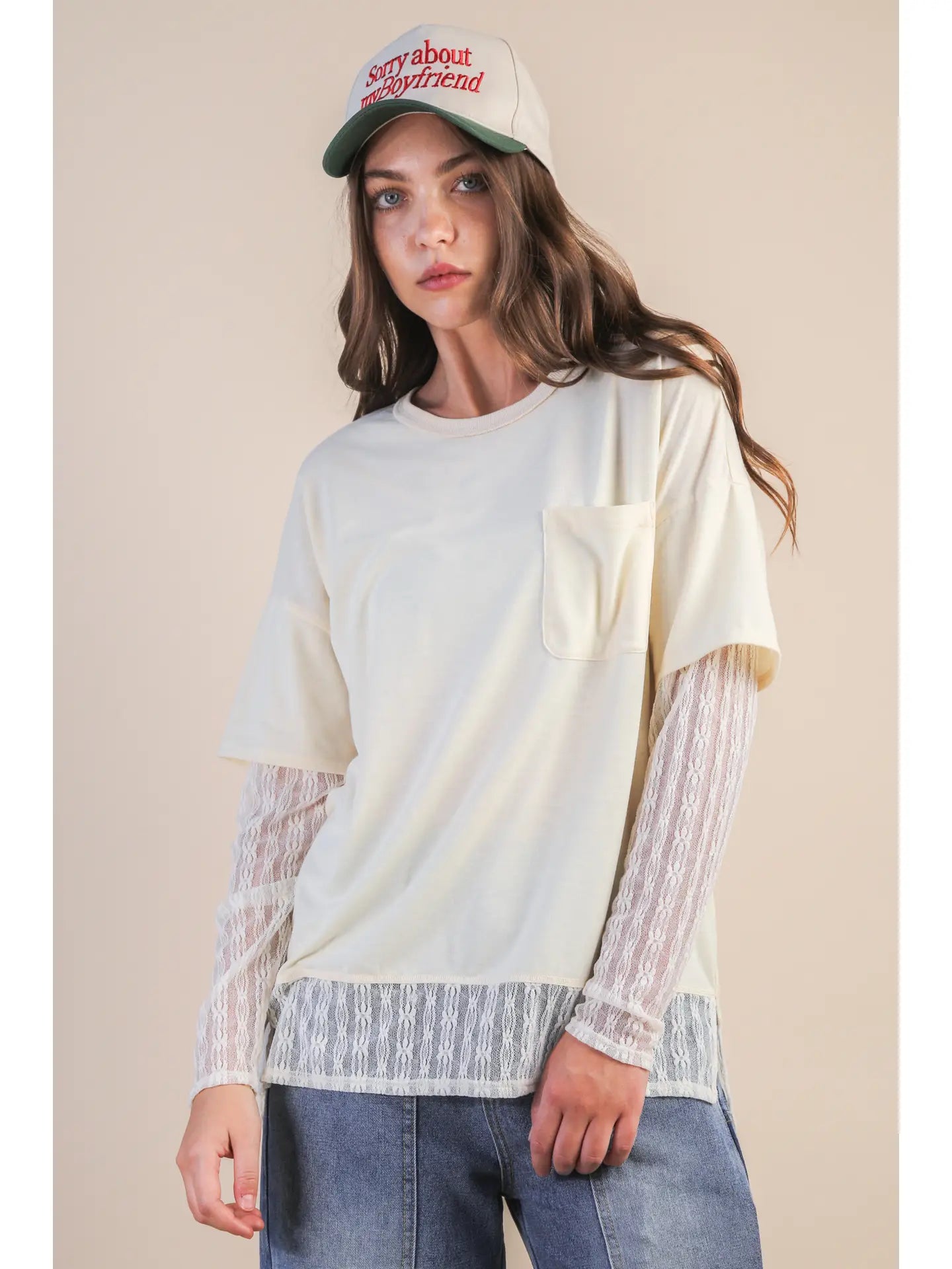Cream layered tee