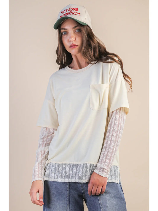 Cream layered tee