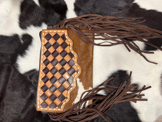 Brown checkered crossbody