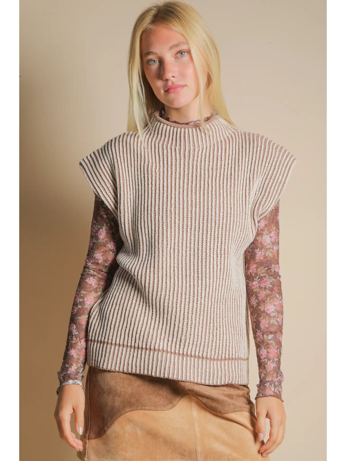 Mocha stripe vest