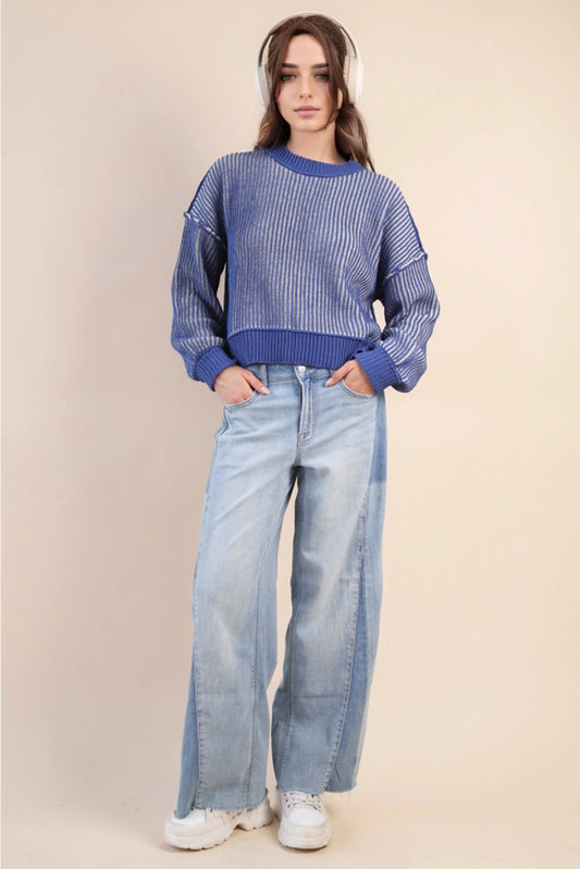 Royal blue washed sweater