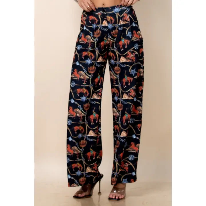 Horse bridle print pants