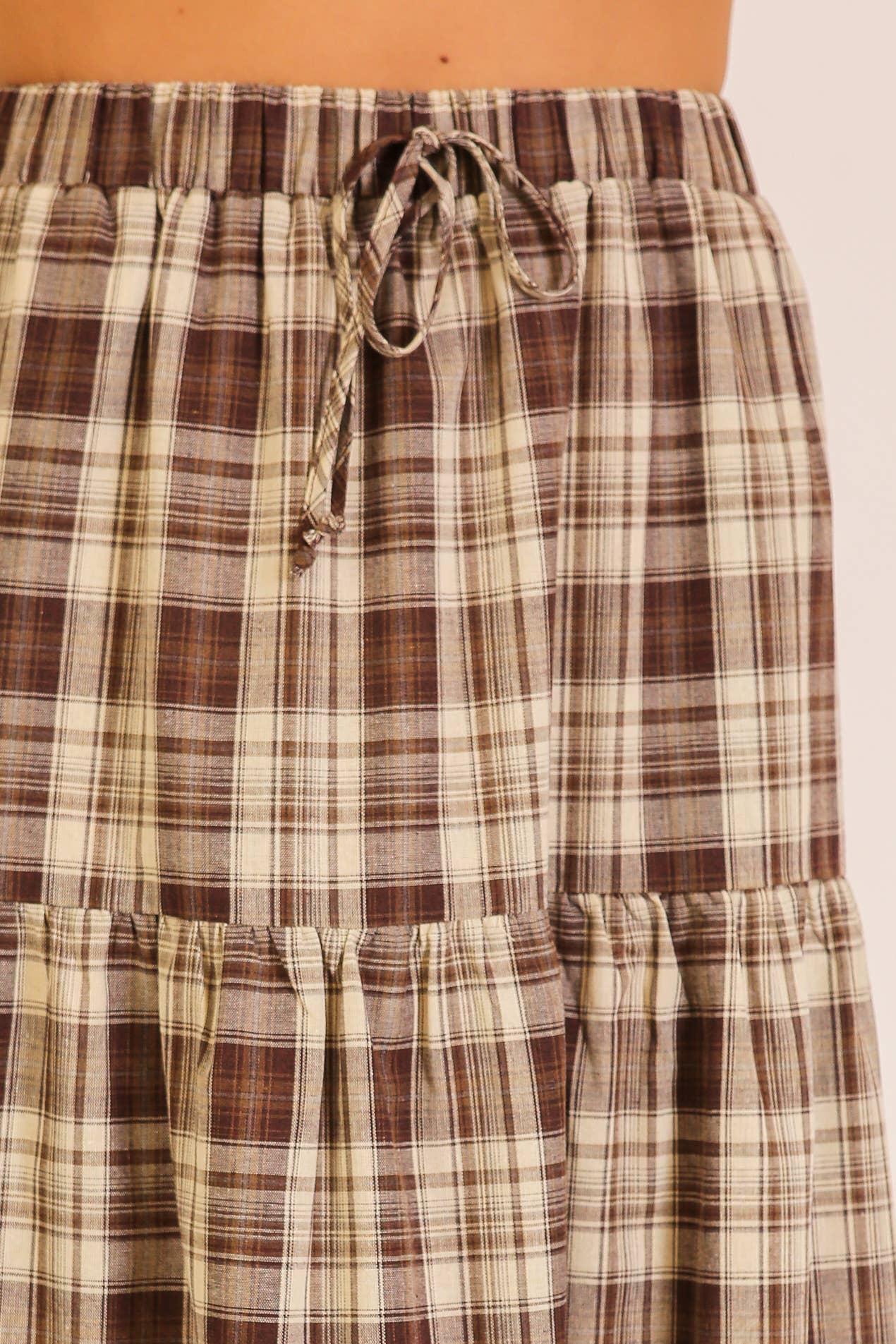 Plaid Tiered Maxi Skirt
