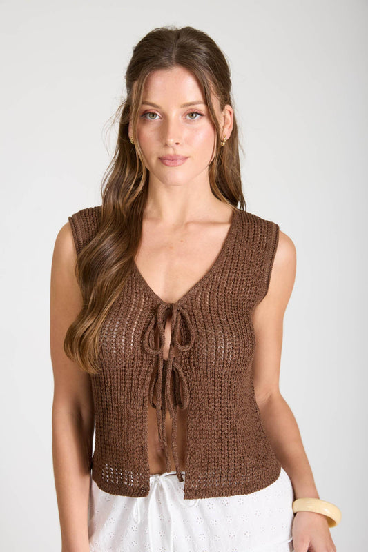 SHEER CROCHET KNIT VEST