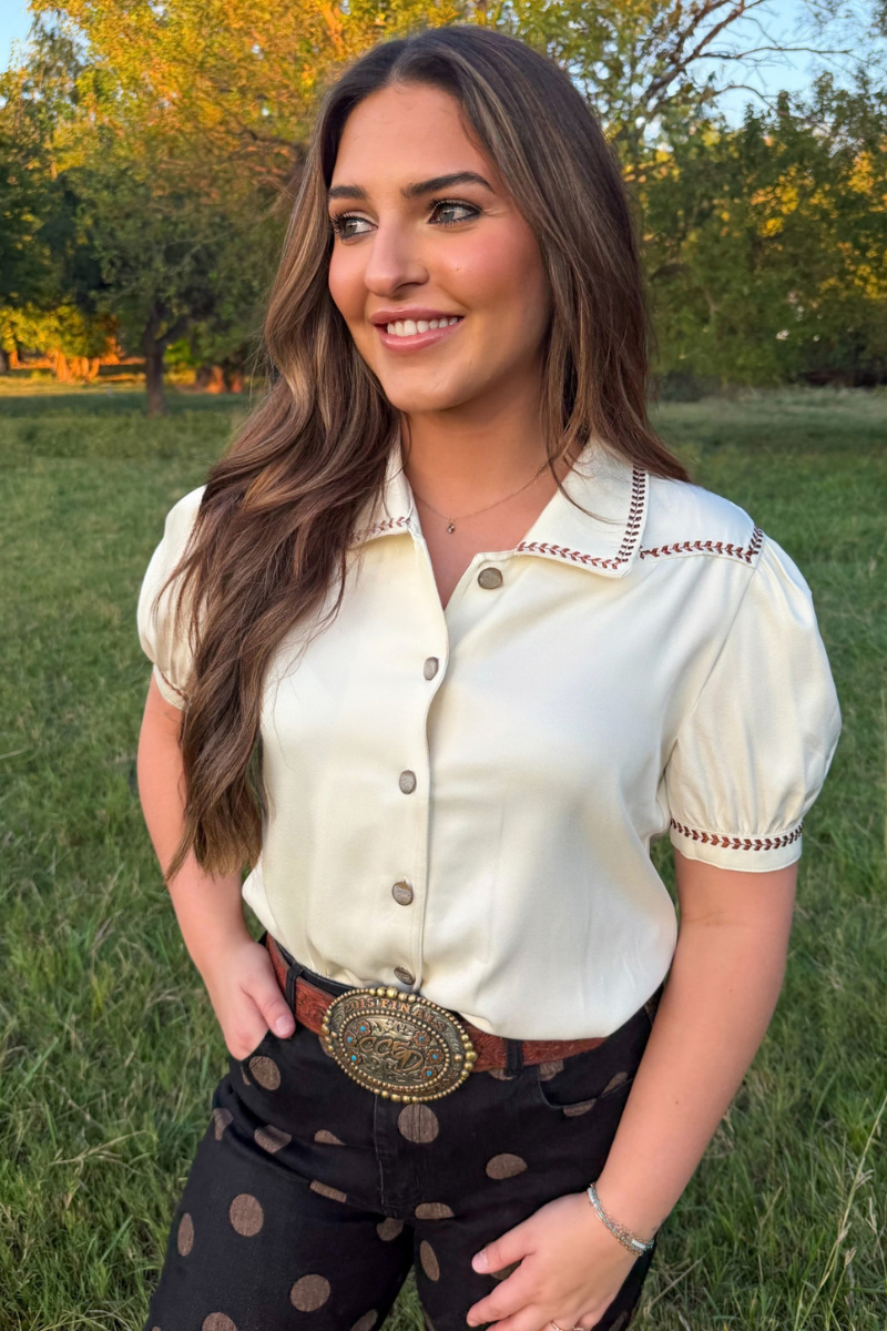 Buckstitch Charm Button Up Top